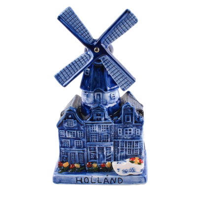 Typisch Hollands Delft blue windmill with music