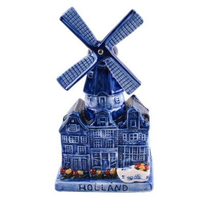 Typisch Hollands Delfter blaue Windmühle mit Musik