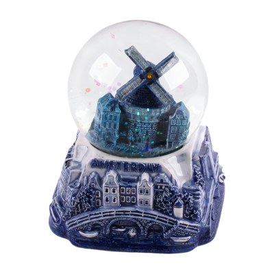 Typisch Hollands Delft Blue Snow Shaker Amsterdam 11 cm