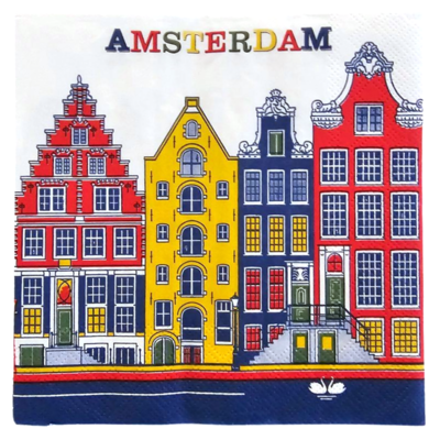TTD Gifts Servetten grachtenhuisjes color - Amsterdam