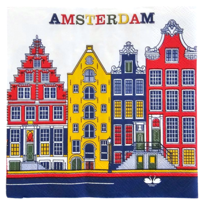 Typisch Hollands Napkins canal houses color - Amsterdam