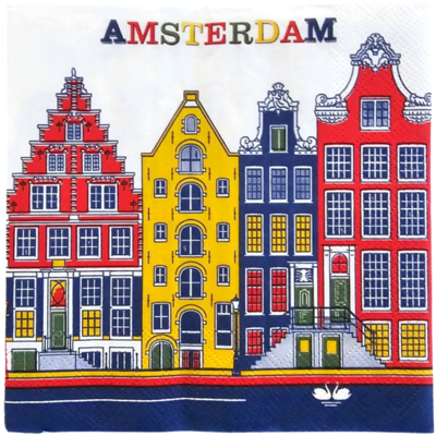TTD Gifts Servietten Grachtenhäuser Farbe - Amsterdam