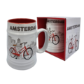Typisch Hollands Bierzug Amsterdam Fahrrad weiß in Geschenkbox