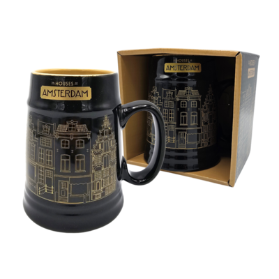 Typisch Hollands Luxury Beer Mug Gold-Black Facade Houses