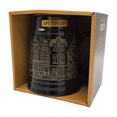 Typisch Hollands Luxury Beer Mug Gold-Black Facade Houses