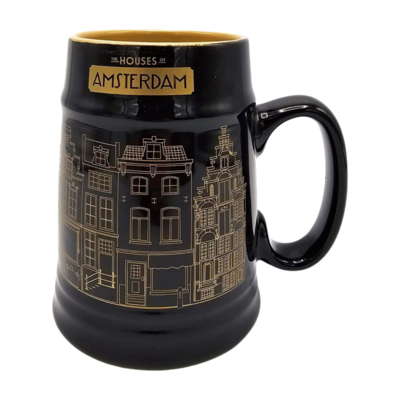 Typisch Hollands Luxury Beer Mug Gold-Black Facade Houses