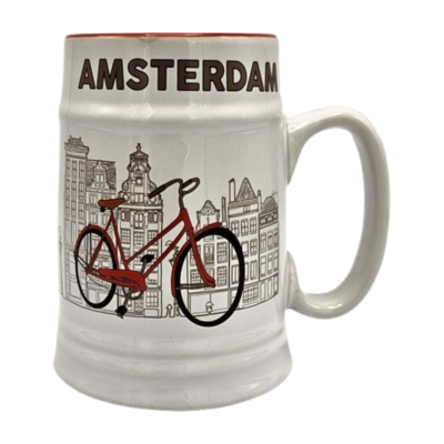 Typisch Hollands Bierpull Amsterdam fiets wit in geschenkdoos