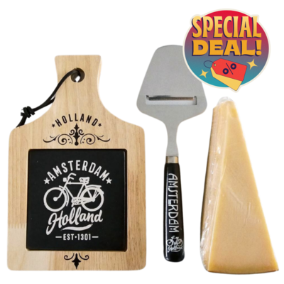Typisch Hollands Promotional Cheese Bundle - Wooden cheese board and cheese board