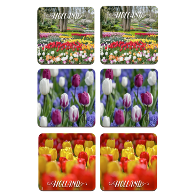 Typisch Hollands Onderzetters - Tulpen - Holland -3 assorti - Keukenhof