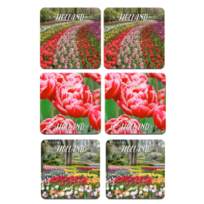 Typisch Hollands Coasters - Tulips - Holland - 3 assorted - Keukenhof