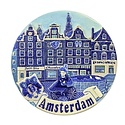 Typisch Hollands Magnet Grachtenhäuser-Fahrrad - blau Amsterdam
