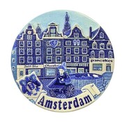 Typisch Hollands Magneet Grachtenhuisjes-Fiets - blauw Amsterdam