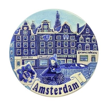 Typisch Hollands Magnet Canal Houses-Bicycle - blue Amsterdam