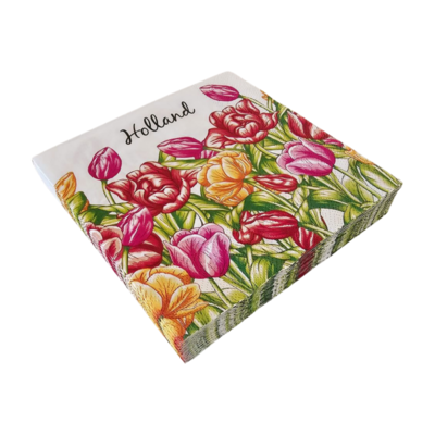 TTD Gifts Holland-Servietten mit roten und rosa Tulpen.