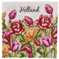 Typisch Hollands Holland-Servietten mit roten und rosa Tulpen.
