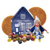 Typisch Hollands Alte holländische Hauspuppe (aus Blech) – Stroopwafels und Süßigkeiten