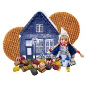 Typisch Hollands Old Dutch house (tin) Doll -Stroopwafels and candy