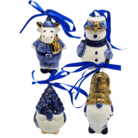 Matix Set of 4 Delft blue Christmas tree hangers