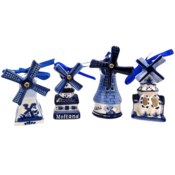 Matix Set van 4 Delfts blauwe kerstboomhangers - molens