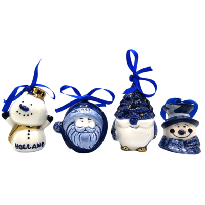 Matix Set mit 4 Delfter blauen Weihnachtsbaumhängern