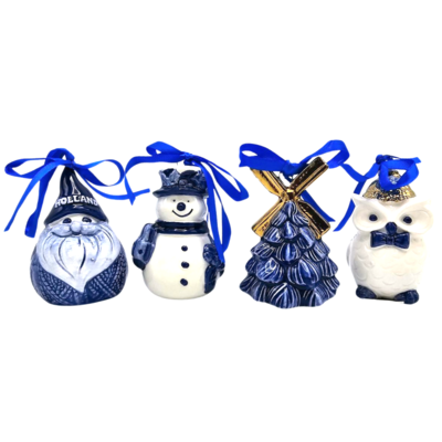 Typisch Hollands Set of 4 Delft blue Christmas tree hangers