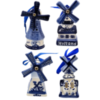 Typisch Hollands Set of 4 Delft blue Christmas tree hangers