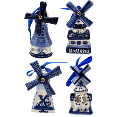 Matix Set mit 4 Delfter blauen Weihnachtsbaumhängern