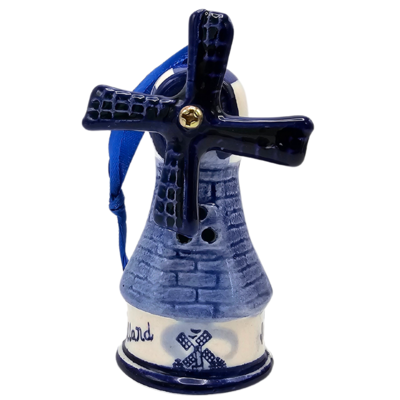 Matix Set van 4 Delfts blauwe kerstboomhangers - molens