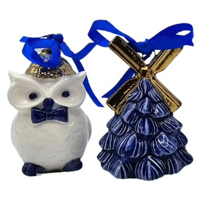 Matix Set of 4 Delft blue Christmas tree hangers