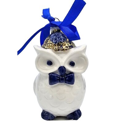 Matix Delft blue owl Christmas ornament with gold