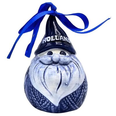 Typisch Hollands Kerstornament kerstman gebreide trui Delfts-blauw