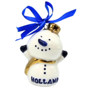 Typisch Hollands Weihnachtsschmuck Schneemann Delfter Blau mit Gold