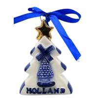 Typisch Hollands Christbaumkugel Weihnachtsbaum Stern Delfter Blau mit Gold