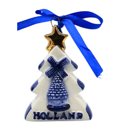 Typisch Hollands Christbaumkugel Weihnachtsbaum Stern Delfter Blau mit Gold