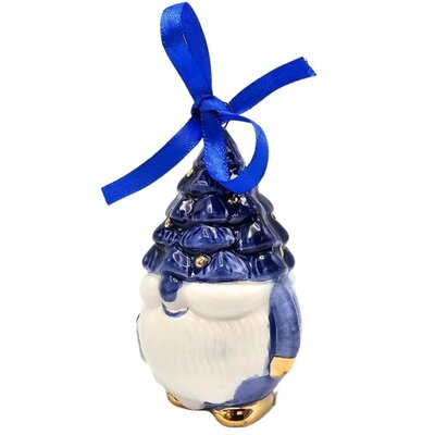 Typisch Hollands Kerstornament kerst-trol Delfts-blauw  met goud