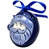 Typisch Hollands Kerstornament kerstman rond met muts Delfts-blauw