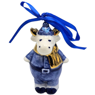 Typisch Hollands Christmas ornament reindeer Delft blue with gold