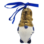 Matix Delft Blue gnome Christmas ornament with golden hat