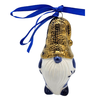 Typisch Hollands Weihnachtszwerg Delfter Blau mit goldenem Hut