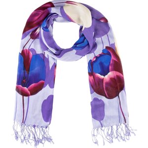 Robin Ruth Fashion Damessjaal Robin Ruth Tulpen paars ,creme en aubergine
