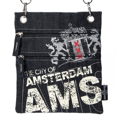 Robin Ruth Fashion Passport bag - Amsterdam - Black-White Denim