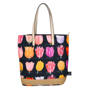 Robin Ruth Fashion Black Ladies Bag - Shopper - Tulips