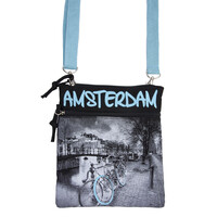 Robin Ruth Fashion Nektas - Paspoorttas  - Amsterdam - Blauw Grachten - Fietsen