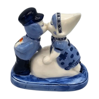 Typisch Hollands Küssendes Paar liebt Holland Delfter Blau - 10 cm in Geschenkbox