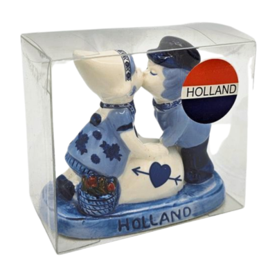Typisch Hollands Kissing couple love Holland Delft blue - 10 cm in gift box
