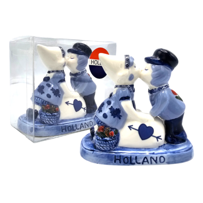 Typisch Hollands Küssendes Paar liebt Holland Delfter Blau - 10 cm in Geschenkbox