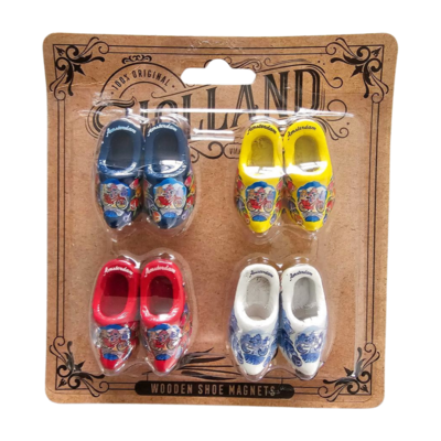 Typisch Hollands Clog magnets - Advantage card 4 pieces - Red-White-Blue and Yellow