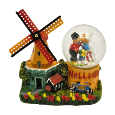 Typisch Hollands Schneekugel - Windmühle - mit Kuspaar Holland