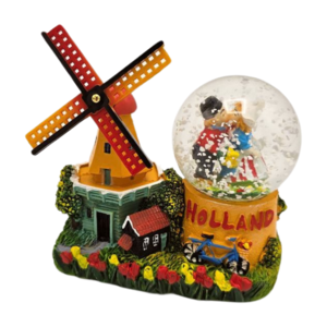 Typisch Hollands Schneekugel - Windmühle - mit Kuspaar Holland