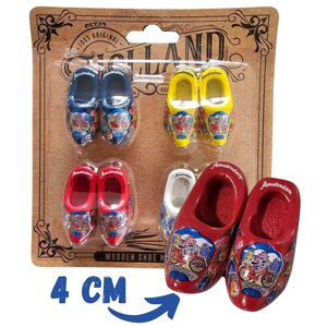 Typisch Hollands Clog-Magnete – Vorteilskarte, 4 Stück – Rot, Weiß, Blau und Gelb